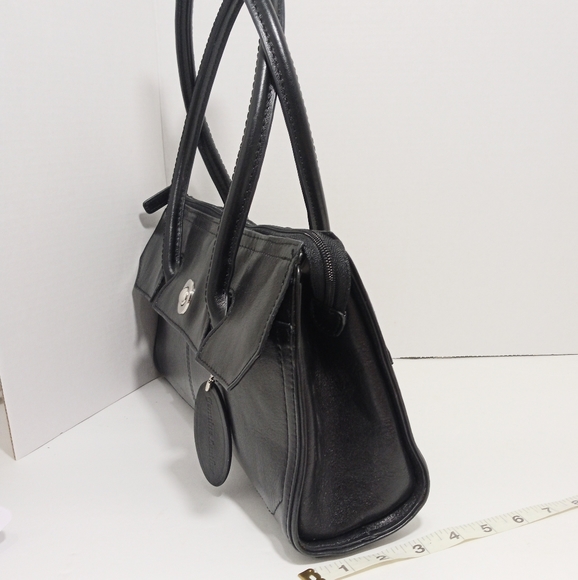 WILSONS GENUINE LEATHER BLACK PURSE SATCHEL WINTER HAND BAG - Picture 2 of 12